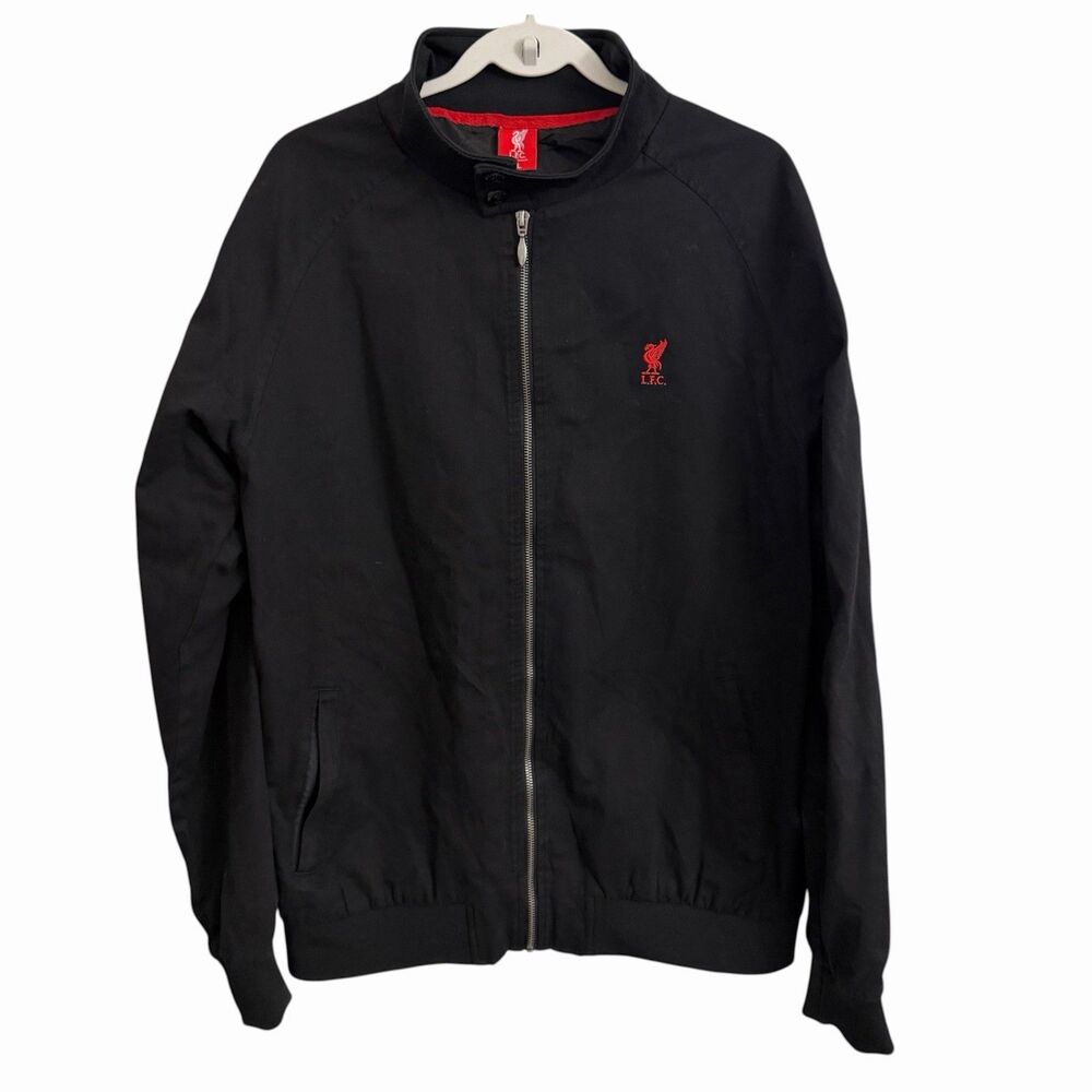 Liverpool FC Black Harrington Jacket Mens XL Black Full Zip Soccer Outdoor